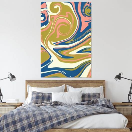 Morsen - Blauw, Olijfgroen, Roze en Cream Canvas Afdruk (Insitu (Slaapkamer))