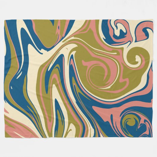 Morsen - Blauw, Olijfgroen, Roze en Cream Fleece Deken (Voorkant (Horizontaal))