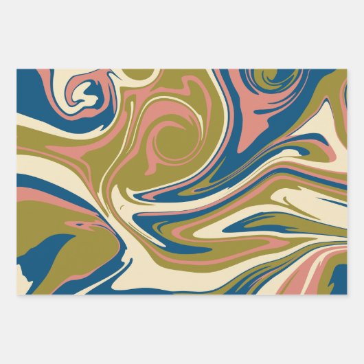 Morsen - Blauw, Olijfgroen, Roze en Cream Inpakpapier Vel (Voorkant 3)