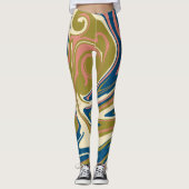 Morsen - Blauw, Olijfgroen, Roze en Cream Leggings (Voorkant)
