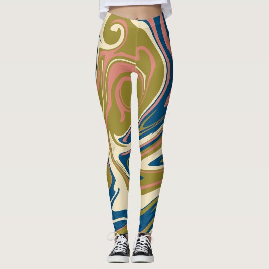 Morsen - Blauw, Olijfgroen, Roze en Cream Leggings (Voorkant)