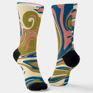 Morsen - Blauw, Olijfgroen, Roze en Cream Sokken