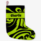 Morsen in limoen groen en zwart kleine kerstsok (Voorkant)