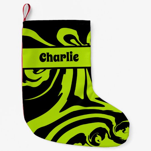 Morsen in limoen groen en zwart kleine kerstsok (Voorkant)