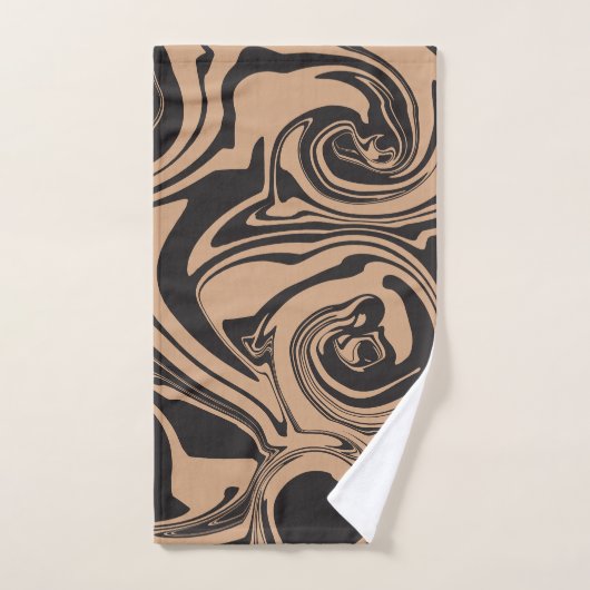 Morsen in Tan en Black retro, marmeren werveling Bad Handdoek (Handdoek)