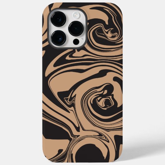 Morsen in Tan en Black retro, marmeren werveling Case-Mate iPhone Case (Achterkant)