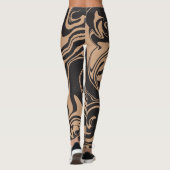 Morsen in Tan en Black retro, marmeren werveling Leggings (Achterkant)