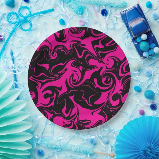 Morsen - Magenta en Black Papieren Bordje (Feest)