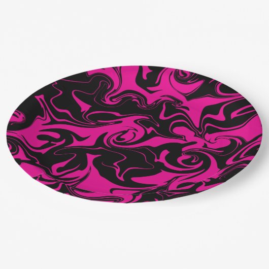 Morsen - Magenta en Black Papieren Bordje (Gekanteld)