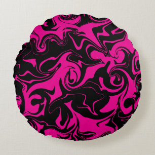 Morsen - Magenta en Black Rond Kussen