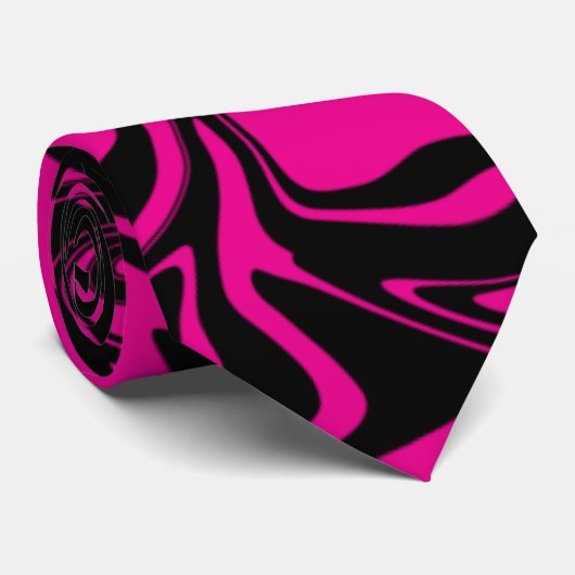 Morsen - Magenta en Black Stropdas (Opgerold)