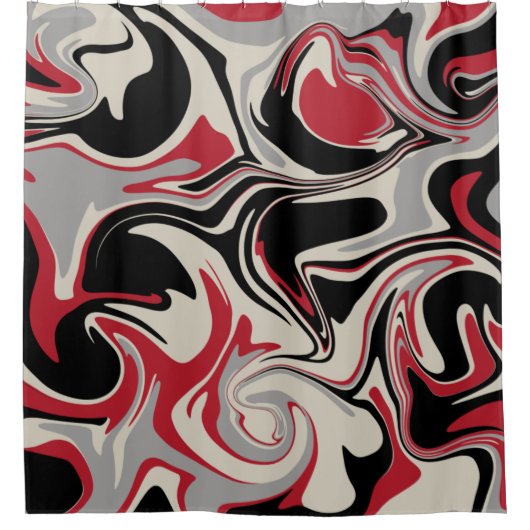 Morsen - Rood, grijs, zwart en bonen wit Douchegordijn (Voorkant)