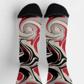 Morsen - Rood, grijs, zwart en bonen wit Sokken (Top)