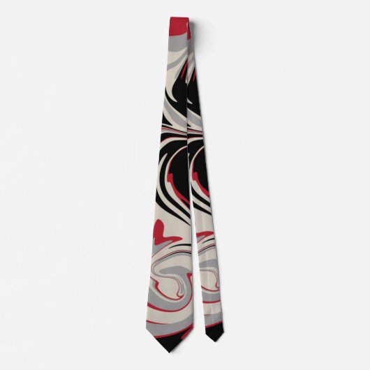 Morsen - Rood, grijs, zwart en bonen wit Stropdas (Voorkant)