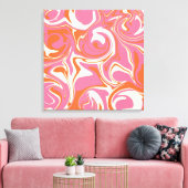 Morsen - Roze, Oranje en crème Canvas Afdruk (Insitu (Woonkamer))