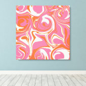 Morsen - Roze, Oranje en crème Canvas Afdruk (Insitu (Houten vloer))