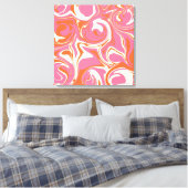 Morsen - Roze, Oranje en crème Canvas Afdruk (Insitu (Slaapkamer))