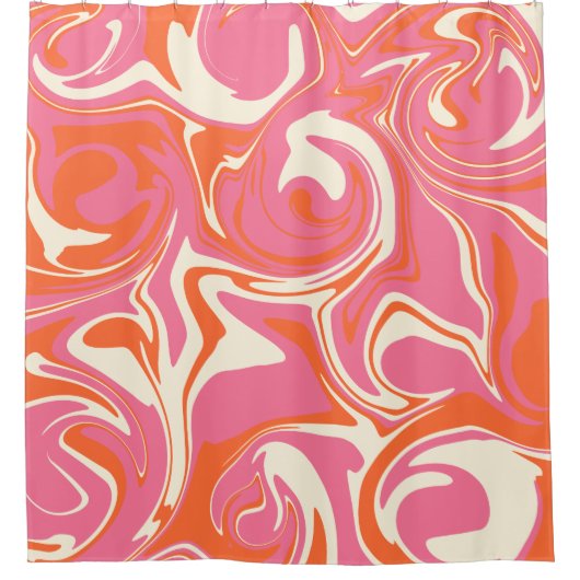 Morsen - Roze, Oranje en crème Douchegordijn (Voorkant)