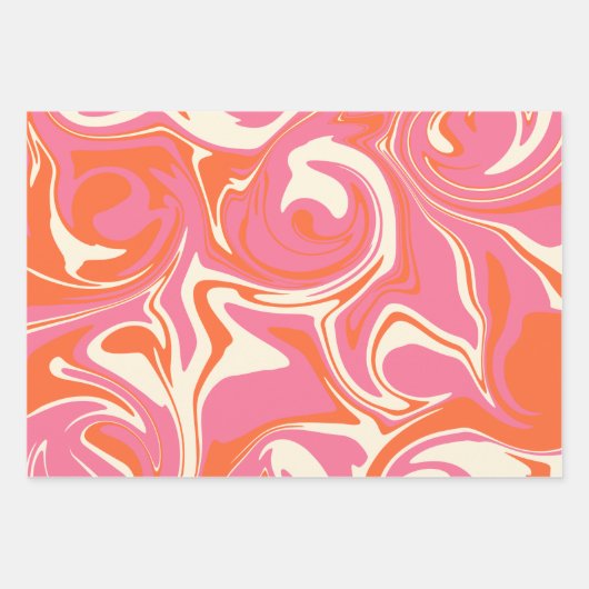 Morsen - Roze, Oranje en crème Inpakpapier Vel (Voorkant 3)