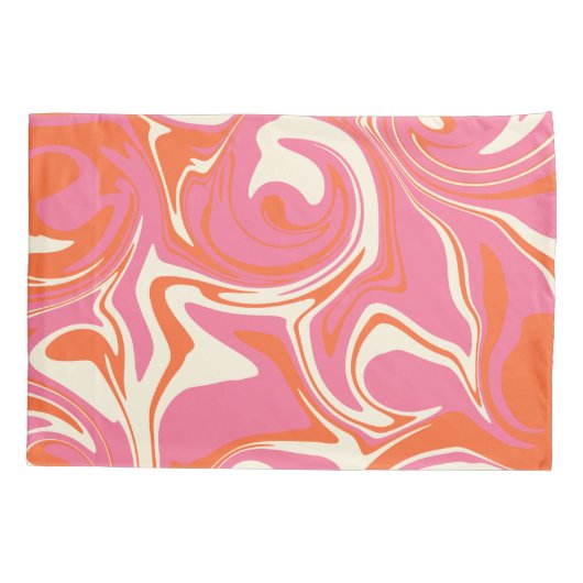 Morsen - Roze, Oranje en crème Kussensloop (Achterkant-Links)