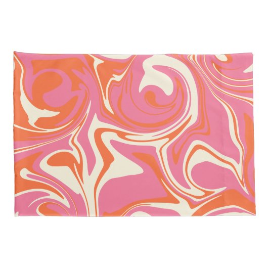 Morsen - Roze, Oranje en crème Kussensloop (Achterkant-Rechts)