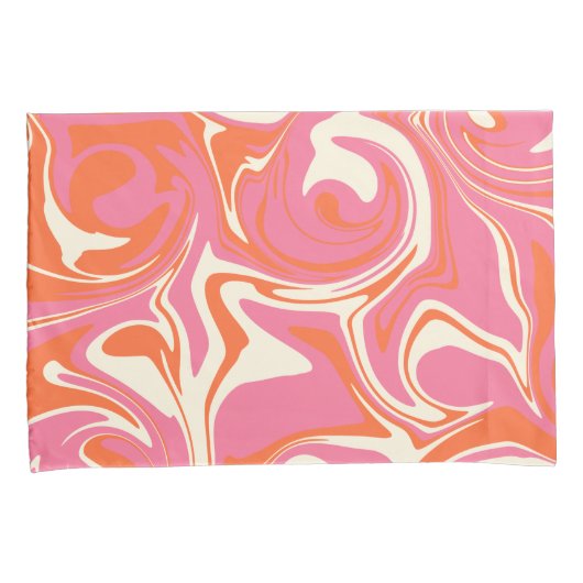 Morsen - Roze, Oranje en crème Kussensloop (Voorkant-Rechts)