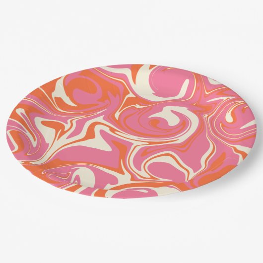 Morsen - Roze, Oranje en crème Papieren Bordje (Gekanteld)