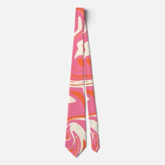 Morsen - Roze, Oranje en crème Stropdas (Voorkant)