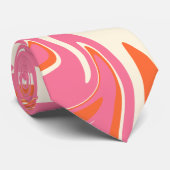 Morsen - Roze, Oranje en crème Stropdas (Opgerold)