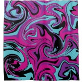 Morsen - Roze, Paars, blauw en zwart Douchegordijn (Voorkant)