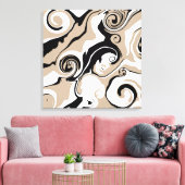 Morsen - Taupe, zwart en wit Canvas Afdruk (Insitu (Woonkamer))