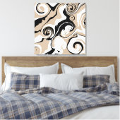 Morsen - Taupe, zwart en wit Canvas Afdruk (Insitu (Slaapkamer))