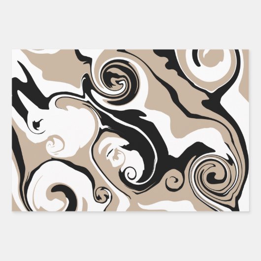 Morsen - Taupe, zwart en wit Inpakpapier Vel (Voorkant)