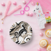 Morsen - Taupe, zwart en wit Papieren Kommen (Feest)