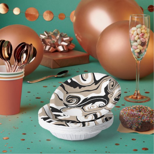 Morsen - Taupe, zwart en wit Papieren Kommen (Multi)