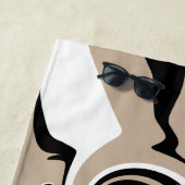 Morsen - Taupe, zwart en wit Strandlaken (In situ)