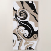 Morsen - Taupe, zwart en wit Strandlaken (Voorkant)