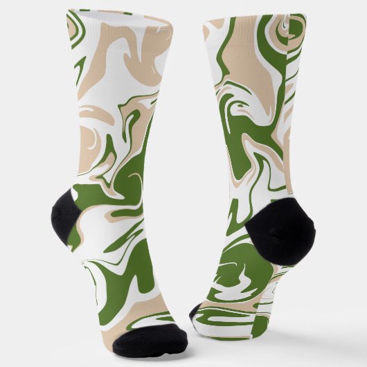 Morsen - wit, zand en palmgroen sokken (Gebogen)