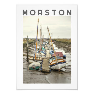 Morston-boten bij laagwater, Noord-Norfolk Foto Afdruk