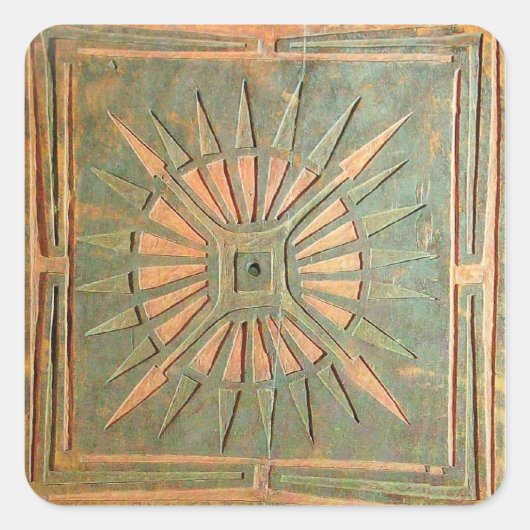 MORSTSTAR,antiek geel, bruin, groen Vierkante Sticker (Voorkant)