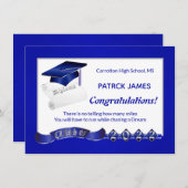 Mortar Diploma Afstuderen Royal Blue Class of 2022 Kaart (Voorkant / Achterkant)