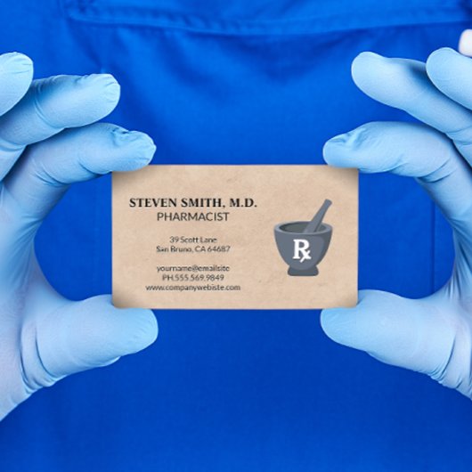 Mortar en Pestle | apotheker | Rx-symbool Visitekaartje