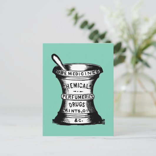 Mortar en Pestle Briefkaart (Staand voorkant)