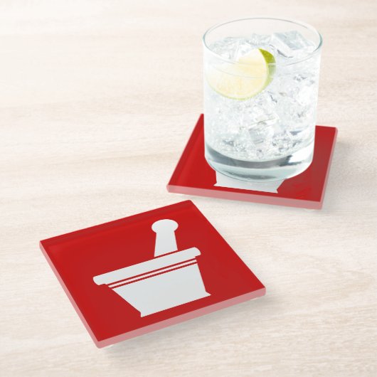 Mortar en Pestle Glazen Onderzetter (Schuin)