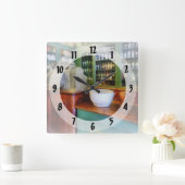 Mortar en Pestle in Pharmacy Vierkante Klok (Huis)