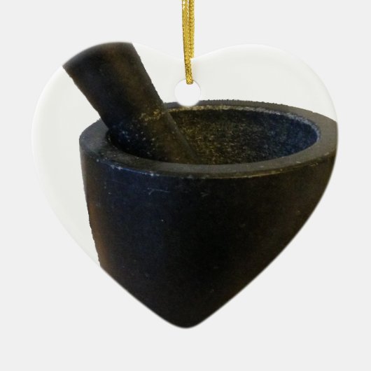 Mortar en Pestle Keramisch Ornament (Voorkant)