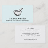 Mortar en Pestle Logo Naturopathic Doctor Blue Visitekaartje (Voorkant / Achterkant)