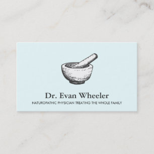 Mortar en Pestle Logo Naturopathic Doctor Blue Visitekaartje