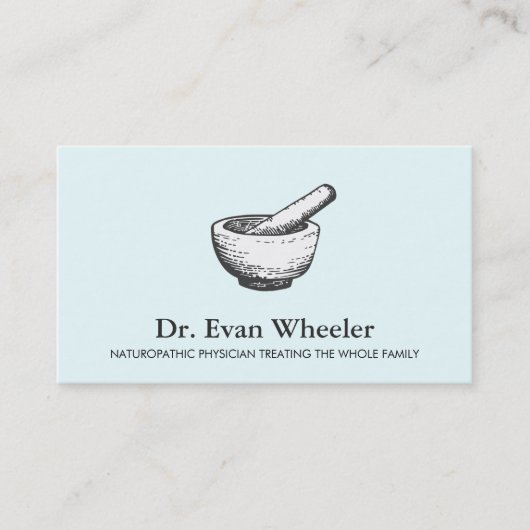 Mortar en Pestle Logo Naturopathic Doctor Blue Visitekaartje (Voorkant)