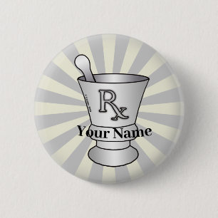 Mortar en Pestle pin Ronde Button 5,7 Cm